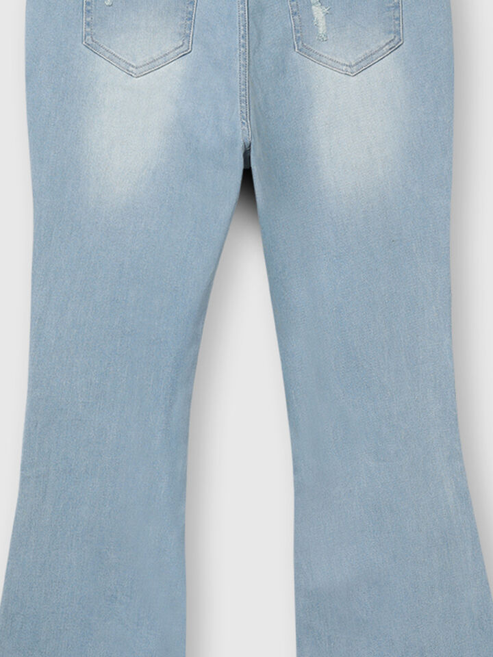 Cotton Jeans with Cropped Boot Cut and Damage image number 7